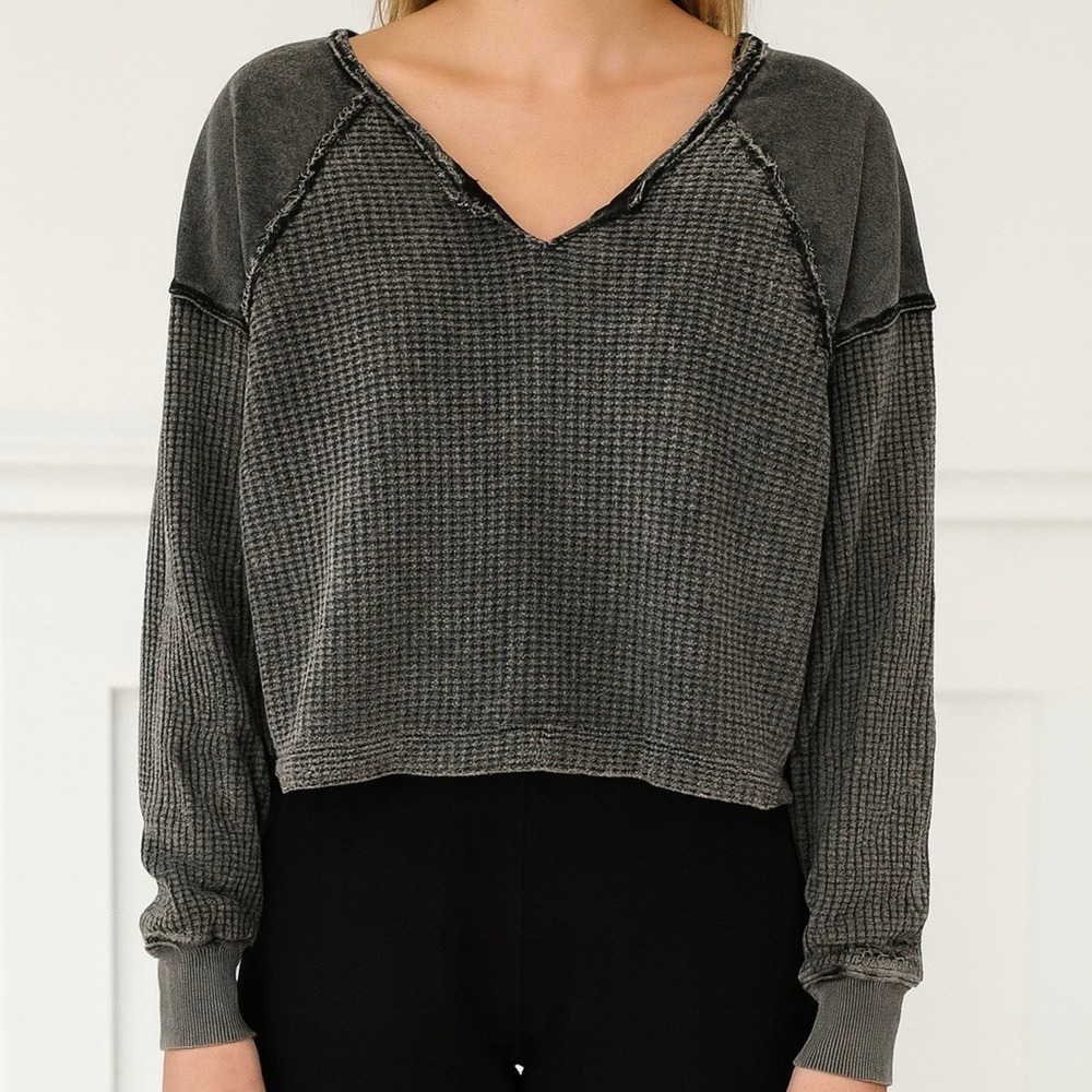 BDG Urban Outfitters Waffle Knit Raw Edge Urban Streetwear Grunge Top Size‎ S